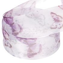 Artikel Organzaband Chiffonband Schmetterlingmotiv Lila 40mm x 18m