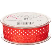 Artikel Geschenkband aus Polyester mit Punktemuster Rot-Weiß 1,5cm x 20m