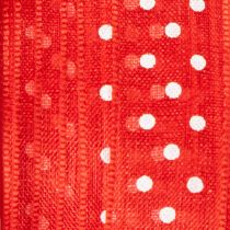 Artikel Geschenkband aus Polyester mit Punktemuster Rot-Weiß 1,5cm x 20m