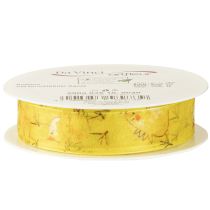 Artikel Organzaband Gelb mit Küken 25mm x 20m Geschenkband Osterdeko