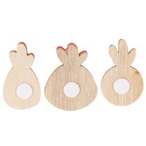 Artikel Holzdekoration Huhn mit Klebepunkt, 5 cm, Rot, 36 Stück