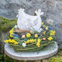 Osterdeko Metall Deko Huhn Ostern Weiß 19,5x6,5x18cm