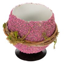 Artikel Osterei Dekoschale aus Kunststoff und Moos 9 cm in Rosa, Pink, Lila, Grün für Innen, 4 Stück