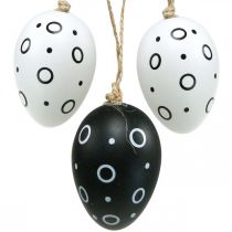 Ostereier mit Ringen und Punkten, Frühlingsdeko, Monochrome Osterdeko 6St