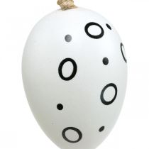 Ostereier mit Ringen und Punkten, Frühlingsdeko, Monochrome Osterdeko 6St