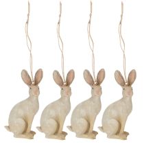 Artikel Osterhase aus Polyresin zum Aufhängen 9,5cm hellbraun 4 Stück