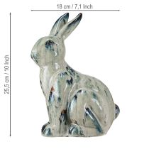 Artikel Osterhase Keramik Beige Blau Glasiert 18x11x25,5cm