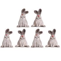 Artikel Keramik Osterhase Braun/Grau 7 cm – Deko Kaninchen 6 Stück