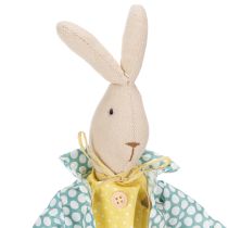 Artikel Osterdeko Hase aus Stoff, Hasenjunge mit Kleidung und Blumenkorb, 46 cm