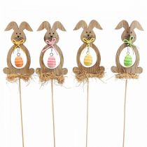 Artikel Osterhase Holz, Blumenstecker Ostern, Hasenstecker 8,5cm 12St