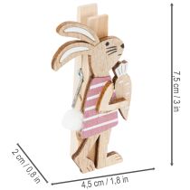 Artikel Holz-Deko Klammern Hasen 7,5cm Rosa Weiß Ostern 4er Set