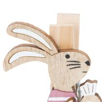 Artikel Holz-Deko Klammern Hasen 7,5cm Rosa Weiß Ostern 4er Set