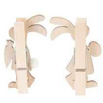Artikel Holz-Deko Klammern Hasen 7,5cm Rosa Weiß Ostern 4er Set