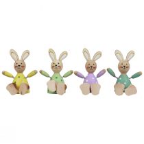 Artikel Osterhasen bunt Holzhasen gepunktet Tischdeko H8cm 4 St