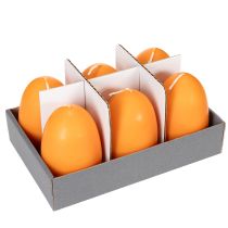 Artikel Set aus 6 Kerzen in Eiform, paraffinbasiert, orange, Höhe 9 cm, für Innenbereich