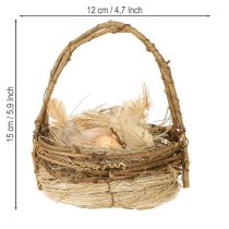 Artikel Osterkorb aus Reben mit künstlichen Wachteleiern Ø12 cm naturfarben 2er-Set