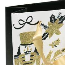 Geschenktüte Papiertasche "Merry Christmas" Gold Glitzer H30cm 2St