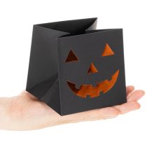 Artikel Papiertüte Schwarz mit Kürbisgesicht 10,5cm 6 Stück Halloween-Dekoration