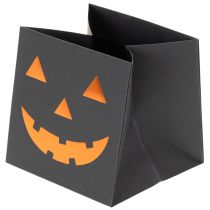 Artikel Papiertüte Schwarz mit Kürbisgesicht 10,5cm 6 Stück Halloween-Dekoration