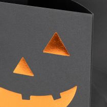 Artikel Papiertüte Schwarz mit Kürbisgesicht 10,5cm 6 Stück Halloween-Dekoration