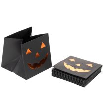 Artikel Papiertüte Schwarz mit Kürbisgesicht 10,5cm 6 Stück Halloween-Dekoration