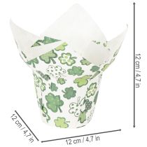 Artikel Übertopf Papier 12cm Kleeblatt Grün-Weiß 12 Stück Neujahr