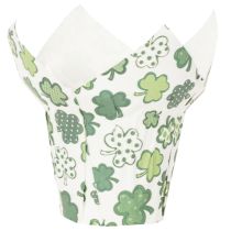 Artikel Übertopf Papier 12cm Kleeblatt Grün-Weiß 12 Stück Neujahr