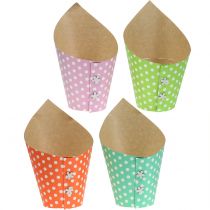 Papiertopf Übertopf bunt mit Punkten Ø12cm 8St