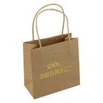 Artikel Papiertüte mit Henkel Aufdruck Natur/Gold 16×8×16cm 6 St