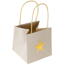 Artikel Papiertüten mit Stern und Henkel Grau Sortiert 12×12×12cm 9St