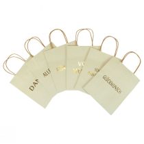 Artikel Papiertüten mit Henkel Aufdruck Creme/Gold 16×8×16cm 6 St
