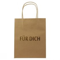 Artikel Papiertüten mit Henkel Aufdruck Natur/Gold 20×11×25cm 6St