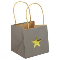 Artikel Papiertüten mit Stern und Henkel Grau Sortiert 12×12×12cm 9St