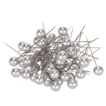 Artikel Perlkopfnadeln aus Metall und Kunststoff, Silber, Ø10mm, Länge 60mm, 50 Stück