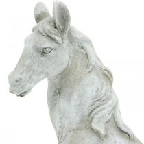Pferdekopf Büste Deko-Figur Pferd Keramik Weiß, Grau H31cm
