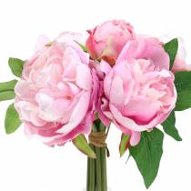 Kunstblumenstrauß mit Pfingstrosen Rosa Ø27cm 1St