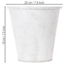 Artikel Pflanzgefäß aus Metall mit Ornamenten Weiß Grau Ø20,5cm H19,5cm für Innen und Außen
