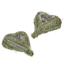 Artikel Deko Herz aus Naturgras mit Folie 14 cm grün 2 Stück