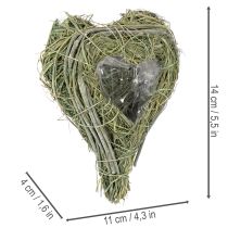 Artikel Deko Herz aus Naturgras mit Folie 14 cm grün 2 Stück