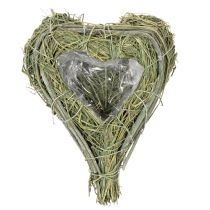 Artikel Deko Herz aus Naturgras mit Folie 14 cm grün 2 Stück