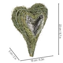 Artikel Pflanzherz aus Naturmaterial mit Folieneinsatz 22cm Grün 2er-Set