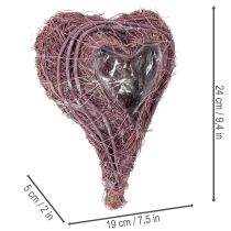 Artikel Pflanzherz aus Rebenmaterial mit Kunststofffolie 24 cm in Lila