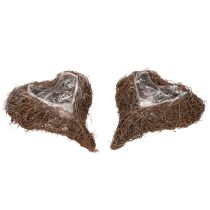 Artikel Pflanzgefäß Herz aus Rebenzweigen mit Folie 20 cm Braun 2er-Set