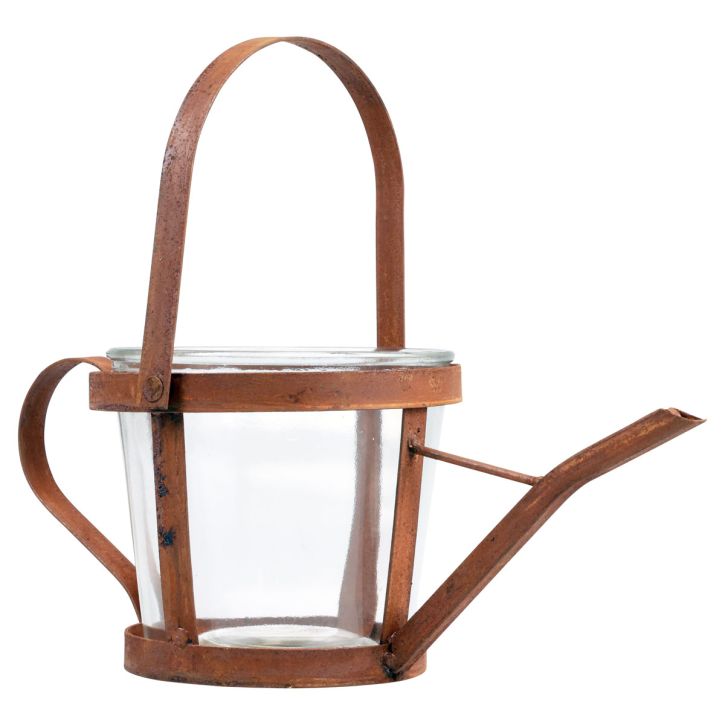 Gießkannen Deko Windlicht Pflanztopf Gartendeko Rost 29cm