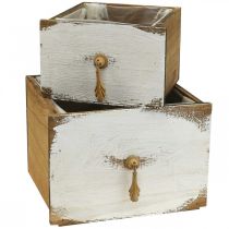 Pflanzkasten Holz Schublade Shabby Chic 14/19cm 2er-Set