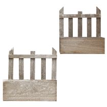 Artikel Pflanzkasten Holz 2er-Set mit Zaun L22/25cm Vintage-Look