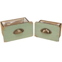 Artikel Pflanzkasten Holz Schubladen-Optik 22x18cm Grün Set 2 Stück
