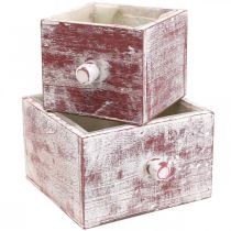 Artikel Pflanzkasten Shabby Chic Deko Schublade Rot Weiß 2er-Set