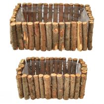 Artikel Pflanzkasten Birkenholz rechteckig mit Rinde 23/28cm 2er-Set