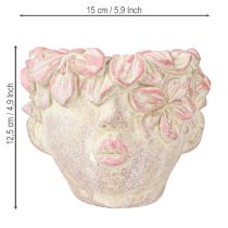 Artikel Pflanzkopf aus Kunststein, Rosa und Grau, H 13 cm